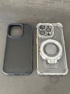 KATHY TECH Clear Phone Case w/Silver Ring Stand-iPhone 13 Pro Max. +BONUS case!